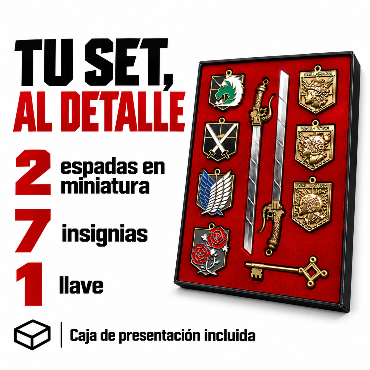 Set de accesorios y emblemas de anime
